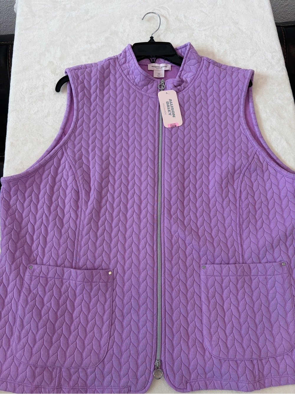 Allison Daley Quilted Sleeveless Vest - Lavender